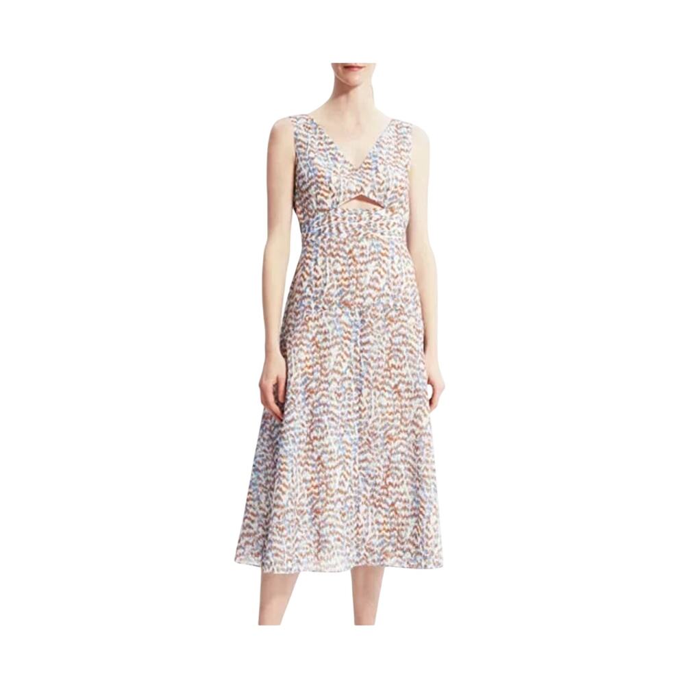 Theory Printed Cut-Out Midi Dress MSRP $415 NWT Size 10